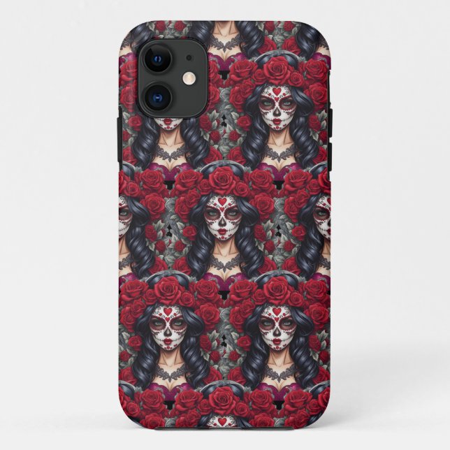 Funda De Case-Mate Para iPhone Sugar Skull Art - Canvas culturales (Reverso)