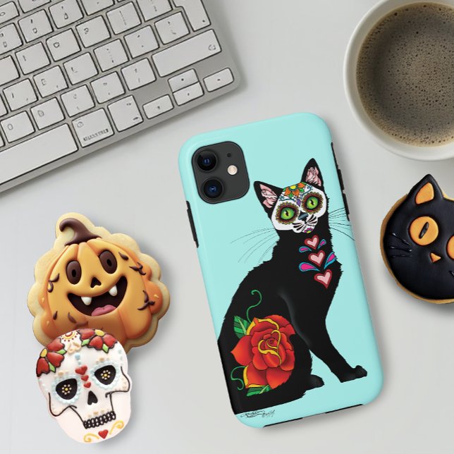 Funda De Case-Mate Para iPhone Sugar Skull Black Cat (Subido por el creador)