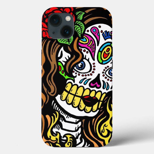 Funda De Case-Mate Para iPhone Sugar Skull Chica (Reverso )