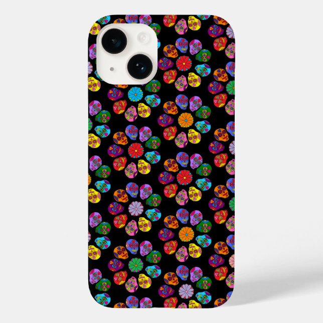 Funda De Case-Mate Para iPhone Sugar Skull Flower (Reverso )