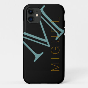 Funda Para iPhone 11 sugerencia masculina monogramada negra