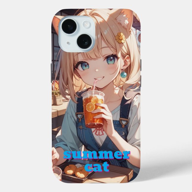 Funda De Case-Mate Para iPhone summer cat girl (Reverso )