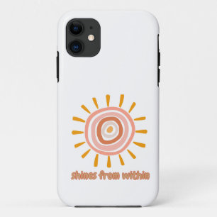 Funda Para iPhone 11 Sun Boho Art: "Shine from within" quote for self-e