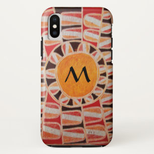 Funda Para iPhone XS SUN SOLAR ENERGY MONOGRAM naranja amarillo rojo ne