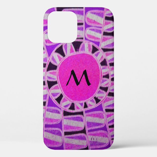 Funda De Case-Mate Para iPhone SUN SOLAR ENERGY MONOGRAM Púrpura Negro (Reverso )