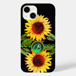 FUNDA PARA iPhone 14 DE Case-Mate SUNFLOWERS,GEMSTONES VERDES EMERRIOS FLORALES MONO