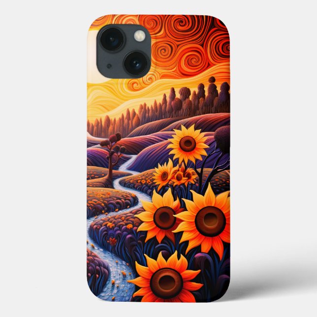 Funda De Case-Mate Para iPhone Sunflowers Sunrise Resumen Ilustracion Natural (Reverso)
