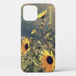 Funda Para iPhone 12 Pro Sunflowers Under Stormy Clouds Custom Name