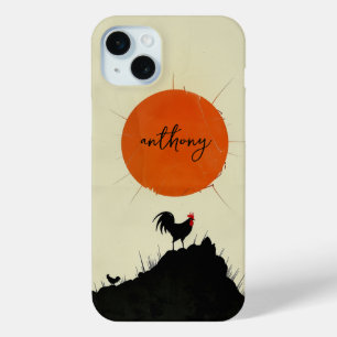 Funda Para iPhone 15 Mini Sunrise y el gallo de los gallos