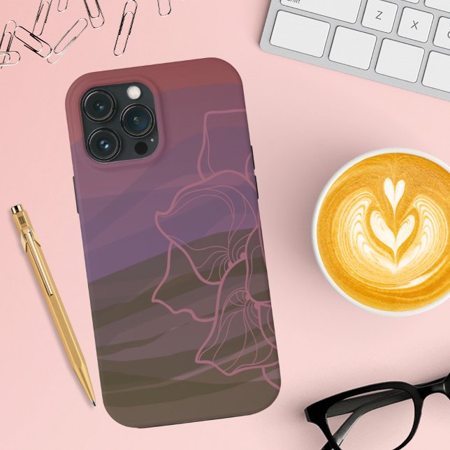 Funda De Case-Mate Para iPhone Sunset acuarela sobre montañas floridas (Subido por el creador)