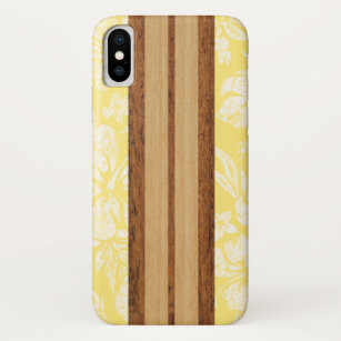 Funda Para iPhone X Sunset Beach Faux Wood Surfboard Hawái