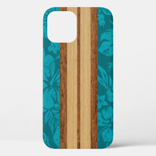 Funda Para iPhone 12 Pro Sunset Beach Faux Wood Surfboard Hawái Verde azula