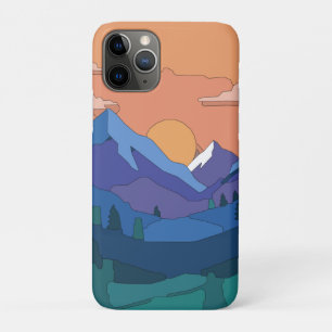 Funda Para iPhone 11 Pro Sunset de montaña geométrica