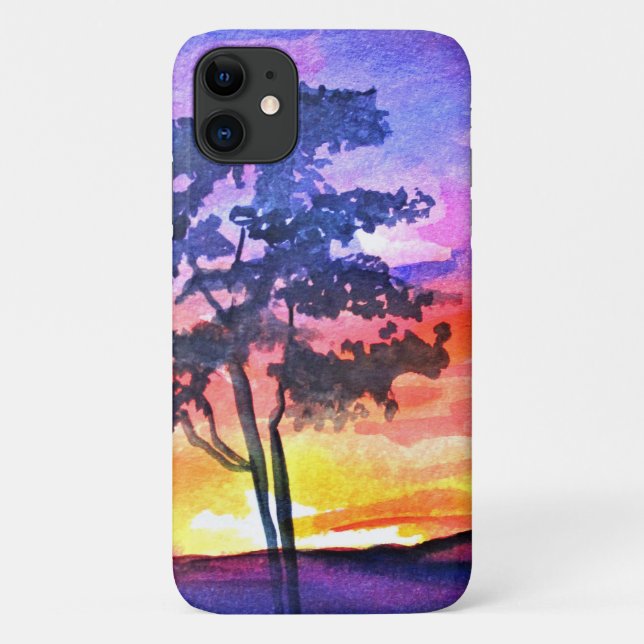Funda De Case-Mate Para iPhone Sunset Dreaming paisaje acuarela arte (Reverso)