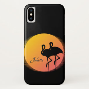 Funda Para iPhone X Sunset Flamingos Personal con Nombre