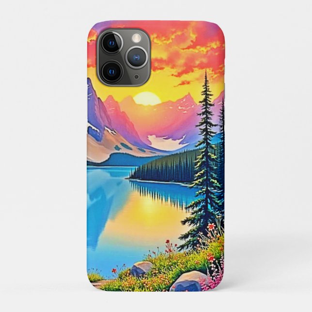Funda De Case-Mate Para iPhone Sunset Mountain Lake Majesty Art (Reverso)