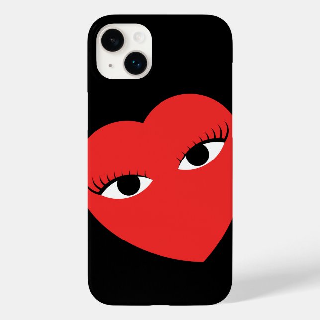 Funda De Case-Mate Para iPhone Súper Corazón Rojo con Ojos (Reverso )