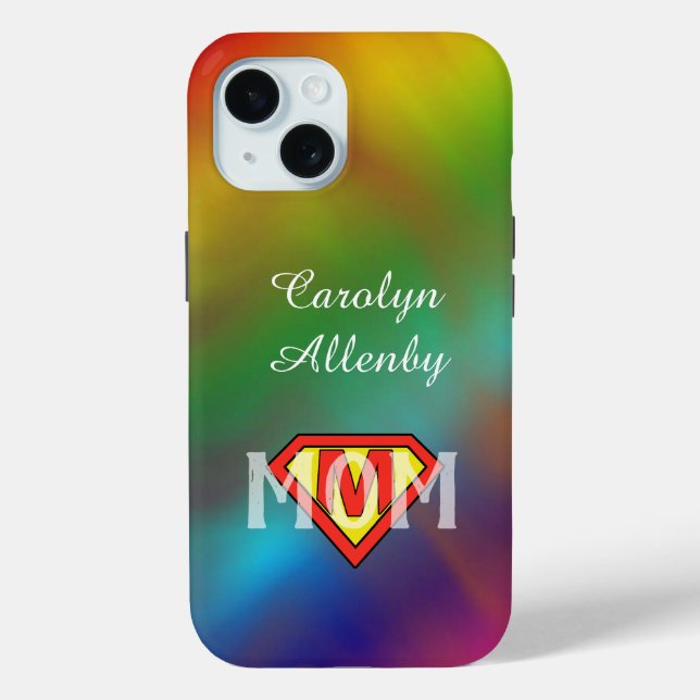 Funda De Case-Mate Para iPhone Super Mamá - personalizar con Nombre (Reverso )