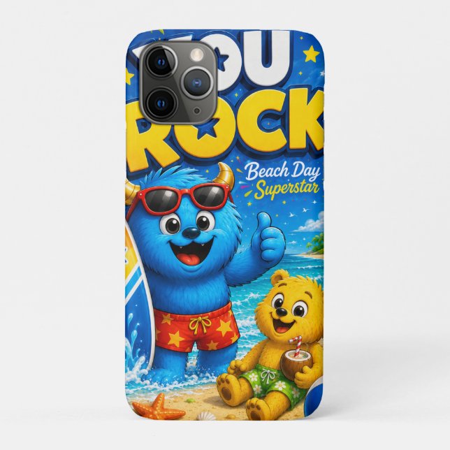 Funda De Case-Mate Para iPhone Superestrella del día de playa Amigos monstruos Co (Reverso)