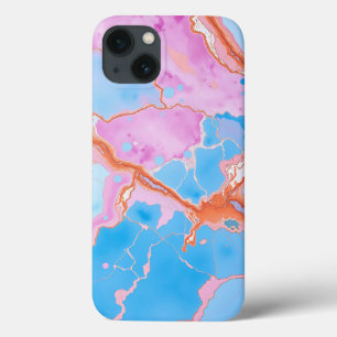 Funda Para iPhone 13 Superficie de mármol color agua pastel en blues bl