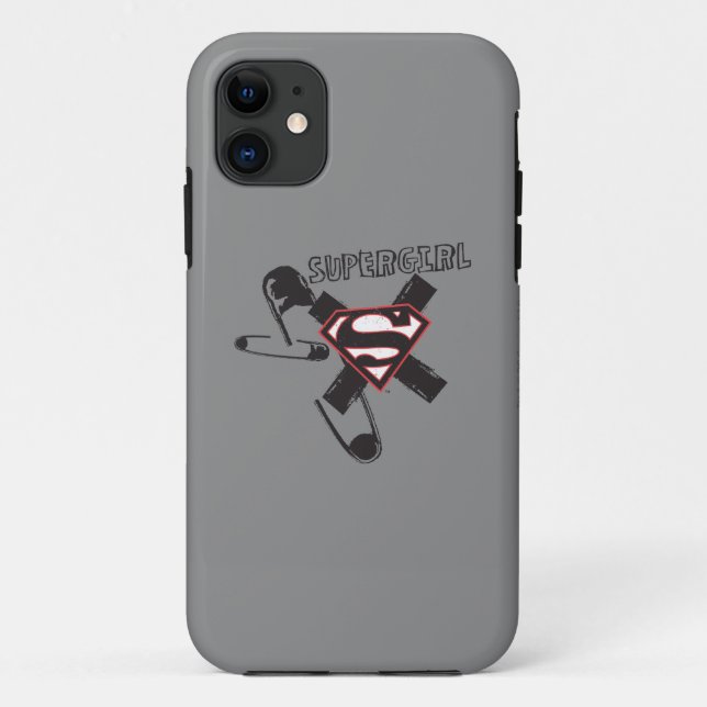Funda De Case-Mate Para iPhone Supergirl Black Safety Pins (Reverso)