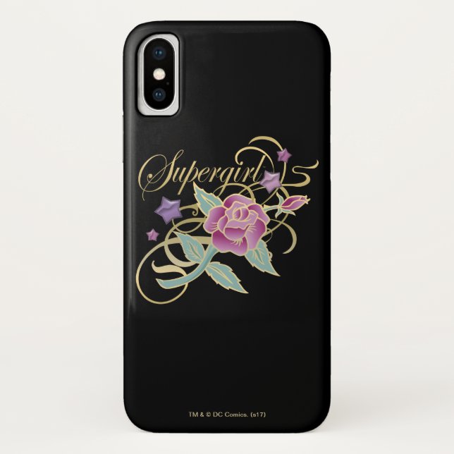 Funda De Case-Mate Para iPhone Supergirl Fancy Rosas (Reverso)