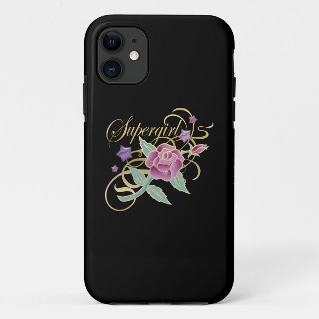 Funda De Case-Mate Para iPhone Supergirl Fancy Rosas (Reverso)