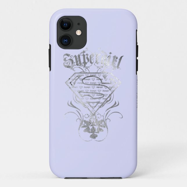 Funda De Case-Mate Para iPhone Supergirl Fancy Silver Logo (Reverso)