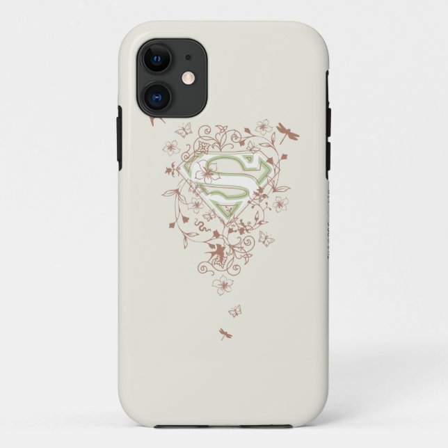 Funda De Case-Mate Para iPhone Supergirl Green Floral Logo (Reverso)