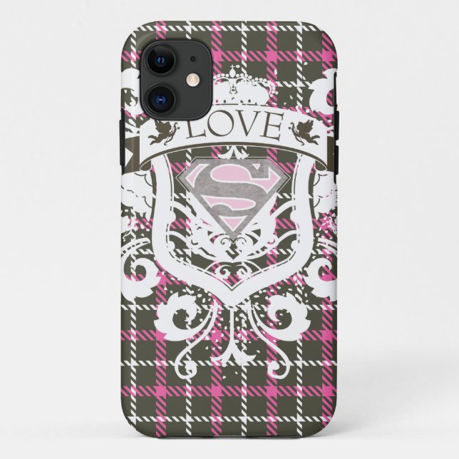 Funda De Case-Mate Para iPhone Supergirl Love Escudo (Reverso)