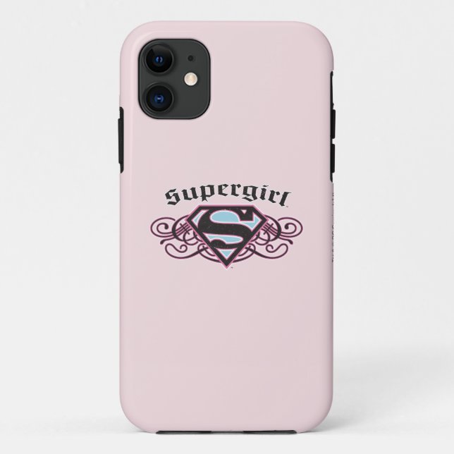 Funda De Case-Mate Para iPhone Supergirl Pin Strips Black and Pink (Reverso)