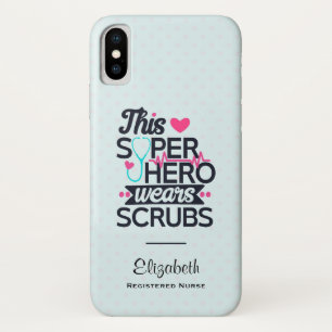 Funda Para iPhone X Superheroína divertida Enfermería dice tipografía