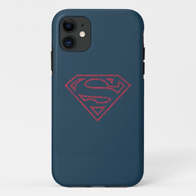 Funda De Case-Mate Para iPhone Superman S-Shield | Logo de esquema rojo (Reverso)
