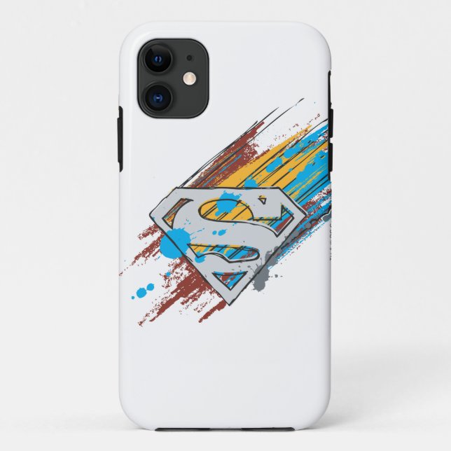Funda De Case-Mate Para iPhone Superman S-Shield | Logo de Paint Streaks (Reverso)