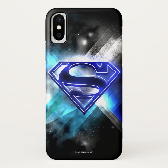 Funda De Case-Mate Para iPhone Superman Stylized | Blue White Crystal Logo (Reverso)