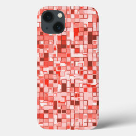 Funda Para iPhone 13 Superposición de cuadrados pequeños, tonos rojos o