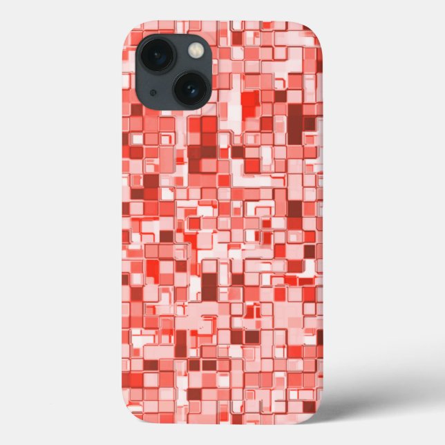 Funda De Case-Mate Para iPhone Superposición de cuadrados pequeños, tonos rojos o (Reverso)