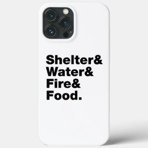 Funda Para iPhone 13 Pro Max Supervivencia (Refugio, agua, fuego y comida).