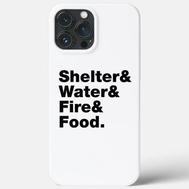 Funda De Case-Mate Para iPhone Supervivencia (Refugio, agua, fuego y comida). (Reverso )