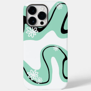 Funda Para iPhone 14 Pro Max De Case-Mate Surco de margarita en verde menta, negro y blanco