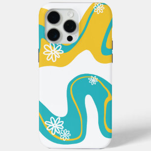 Funda Para iPhone 15 Pro Max Surco margarita - turquesa y amarilla