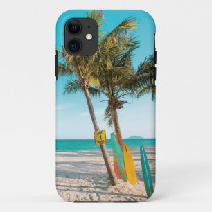 Funda Para iPhone 11 Surf board en la playa tirando almohada