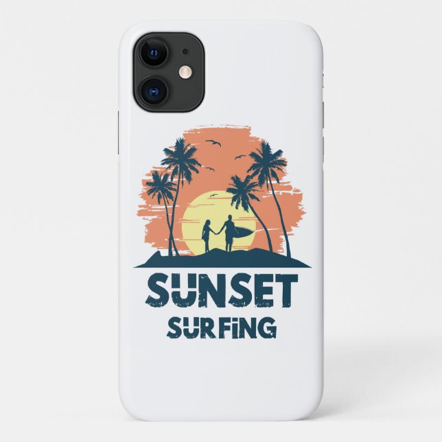 Funda De Case-Mate Para iPhone Surf - Surfing al atardecer  (Reverso)