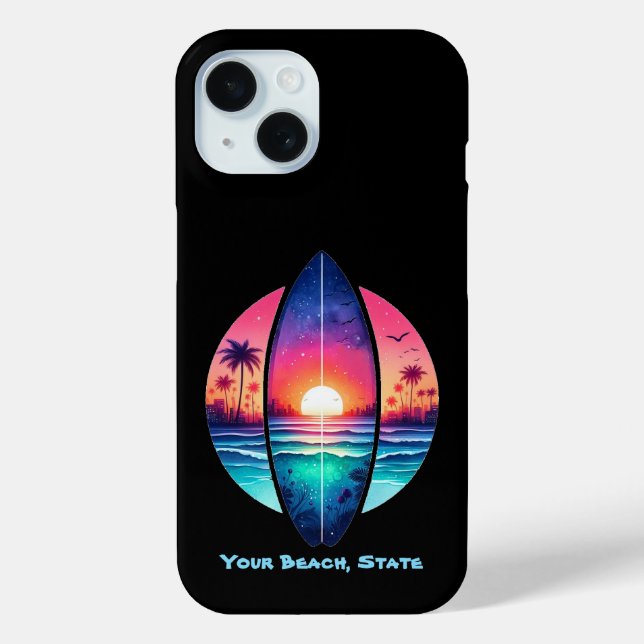 Funda De Case-Mate Para iPhone Surfboard en el atardecer (Reverso )
