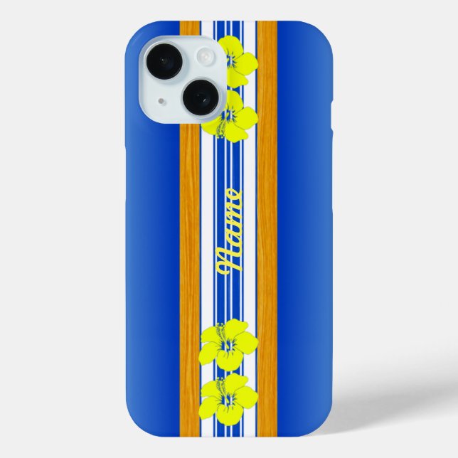 Funda De Case-Mate Para iPhone Surfboard Hawai Hibiscus Blue (Reverso )