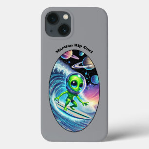 Funda Para iPhone 13 Surfboard Surfing Space Alien Montando una Ola URM