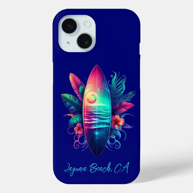 Funda De Case-Mate Para iPhone Surfboard Tropical Beach- (Reverso )