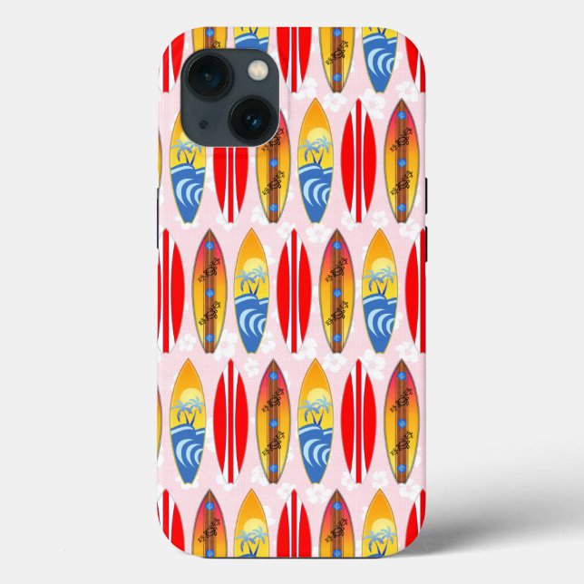 Funda De Case-Mate Para iPhone Surfboards retro rosado Hibiscus (Reverso )