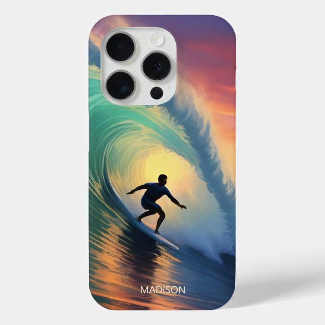 Funda De Case-Mate Para iPhone Surfing de nombre personalizado (Reverso )