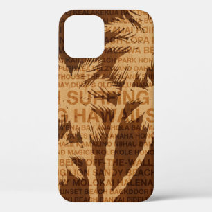 Funda Para iPhone 12 Pro Surfing Hawaii Palm Trees Faux Wood Tropical